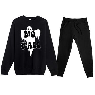 Boo Yall Spooky Ghost Halloween Premium Crewneck Sweatsuit Set