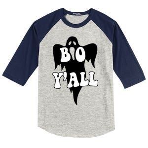 Boo Yall Spooky Ghost Halloween Kids Colorblock Raglan Jersey