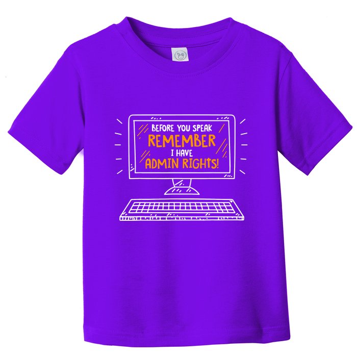 Before You Speak Remember I Have Admin Rights Toddler T-Shirt