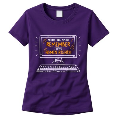 Before You Speak Remember I Have Admin Rights Womens T-Shirt