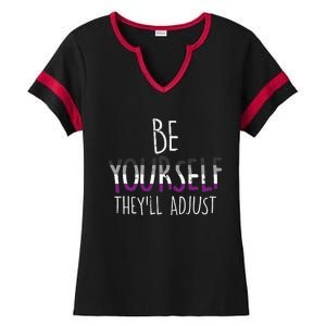 Be Yourself TheyLl Adjust Lgbtq Asexual Flag Ace Pride Ally Ladies Halftime Notch Neck Tee