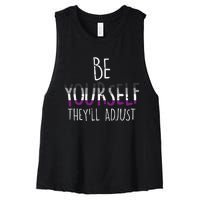 Be Yourself TheyLl Adjust Lgbtq Asexual Flag Ace Pride Ally Women's Racerback Cropped Tank