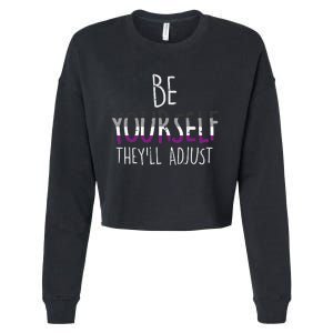 Be Yourself TheyLl Adjust Lgbtq Asexual Flag Ace Pride Ally Cropped Pullover Crew