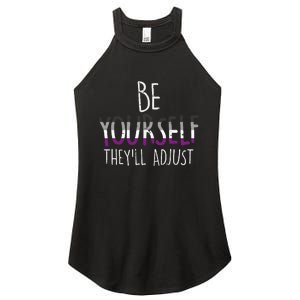 Be Yourself TheyLl Adjust Lgbtq Asexual Flag Ace Pride Ally Women's Perfect Tri Rocker Tank