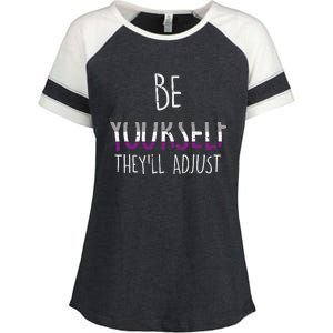 Be Yourself TheyLl Adjust Lgbtq Asexual Flag Ace Pride Ally Enza Ladies Jersey Colorblock Tee