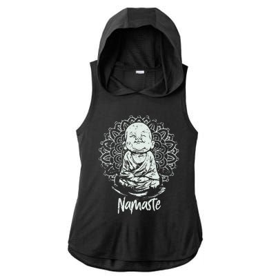 Buddha Yoga T Yoga Namaste Ladies PosiCharge Tri-Blend Wicking Draft Hoodie Tank