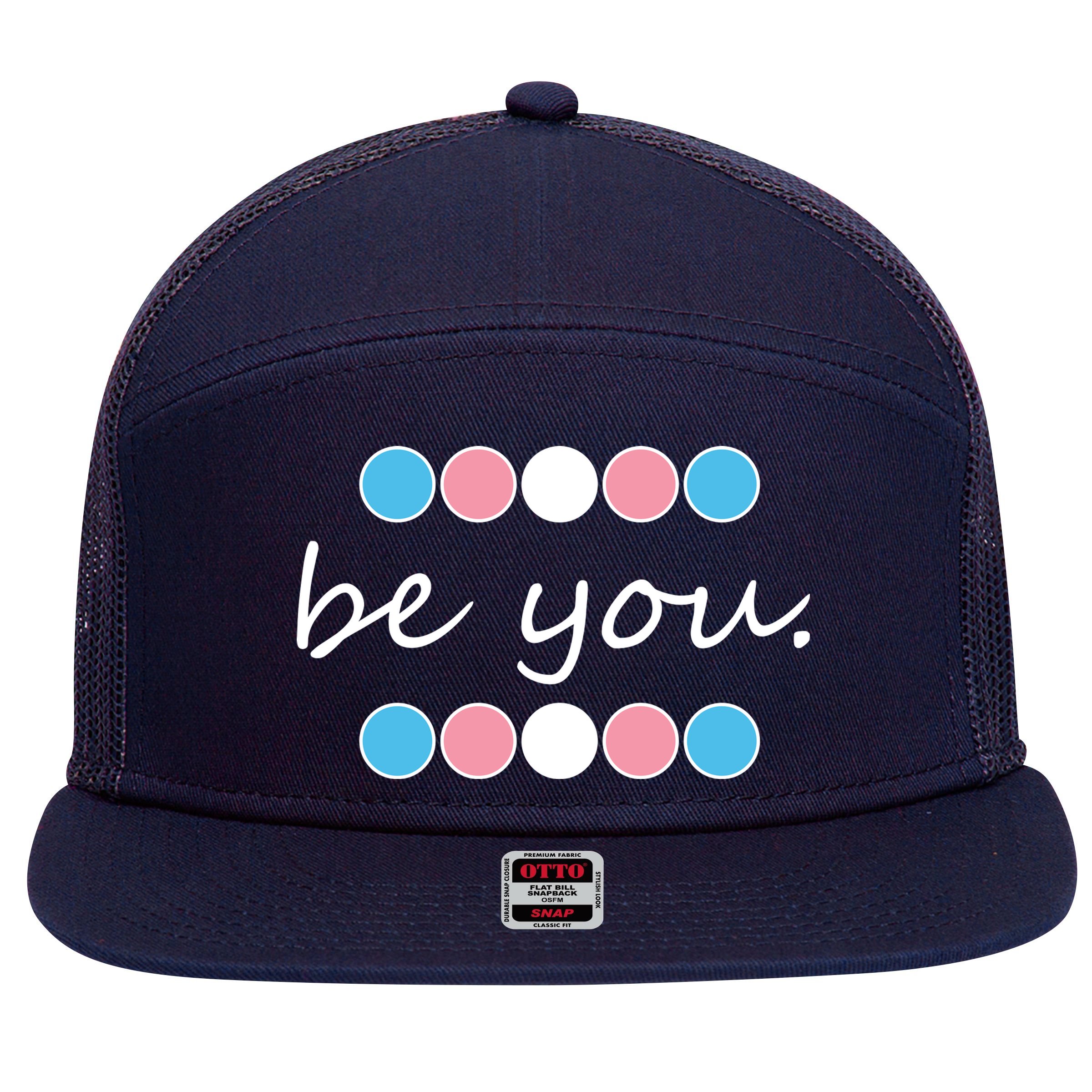 Be You Transgender Pride Month 7 Panel Mesh Trucker Snapback Hat