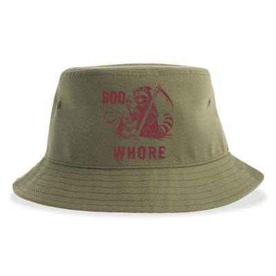 Boo You Whore Raccoon Spooky Season Animal Halloween Sustainable Bucket Hat