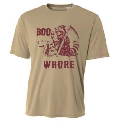 Boo You Whore Raccoon Spooky Season Animal Halloween Cooling Performance Crew T-Shirt