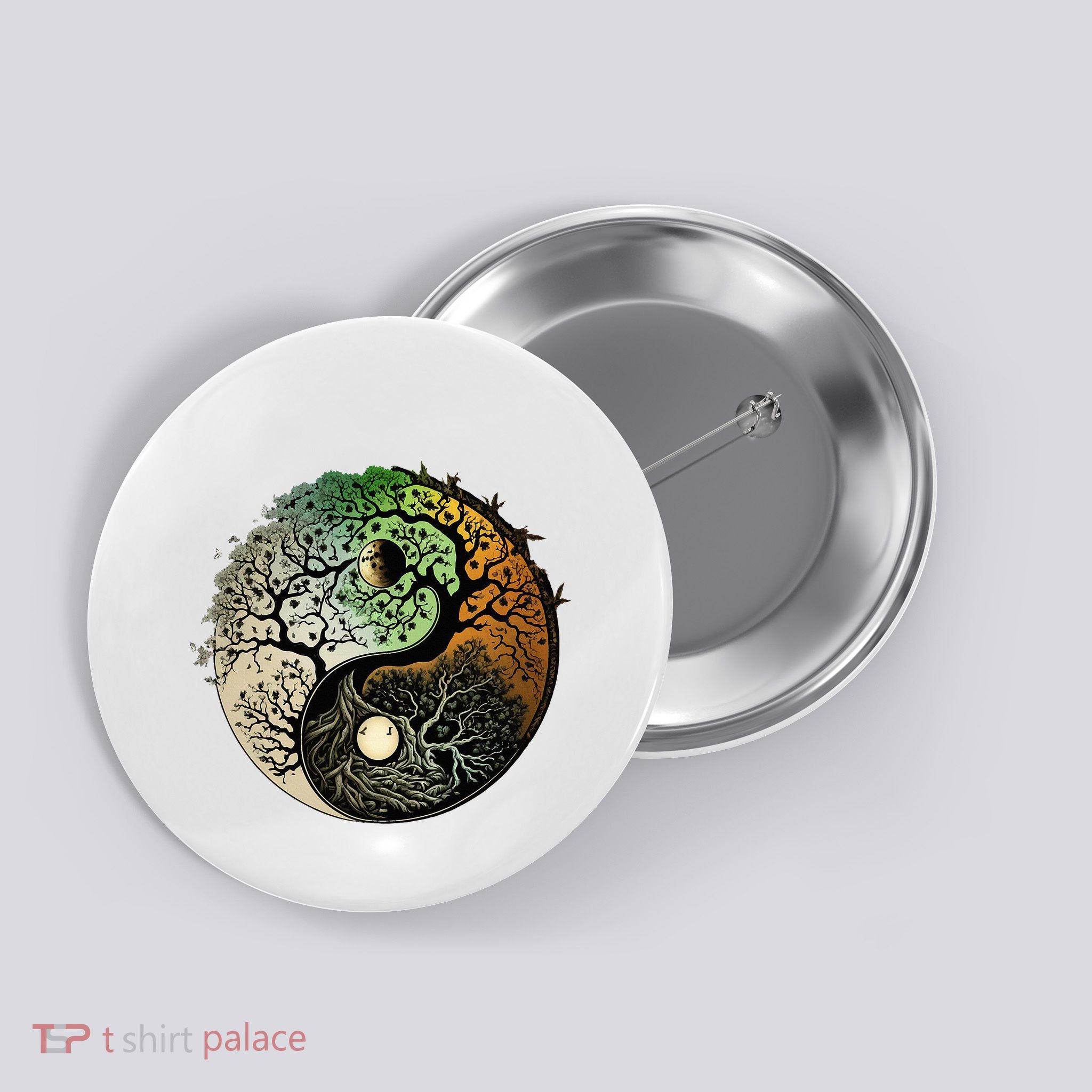 Buddhist Yin Yang Zen Tree Of Life Button