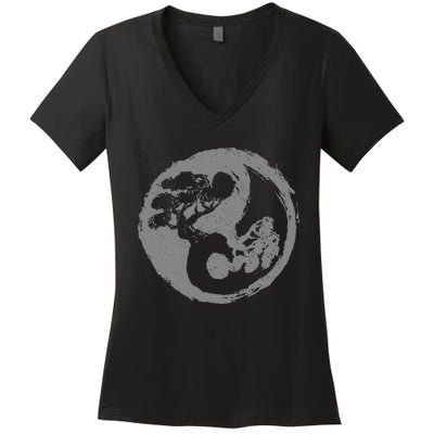 Bonsai Yin Yang Symbol Japanese Zen Buddhism Buddhist Women's V-Neck T-Shirt