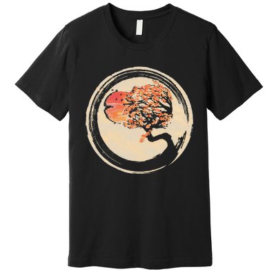 Bonsai Zen Buddhist Enso Circle Tree In Japanese Premium T-Shirt