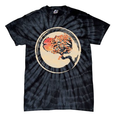 Bonsai Zen Buddhist Enso Circle Tree In Japanese Tie-Dye T-Shirt