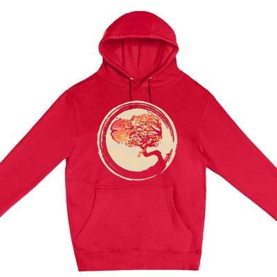 Bonsai Zen Buddhist Enso Circle Tree In Japanese Premium Pullover Hoodie