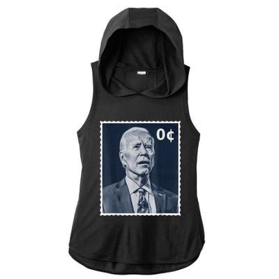 Biden Zero Cents Stamp 0 President Joe Biden Ladies PosiCharge Tri-Blend Wicking Draft Hoodie Tank