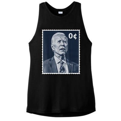 Biden Zero Cents Stamp 0 President Joe Biden Ladies PosiCharge Tri-Blend Wicking Tank