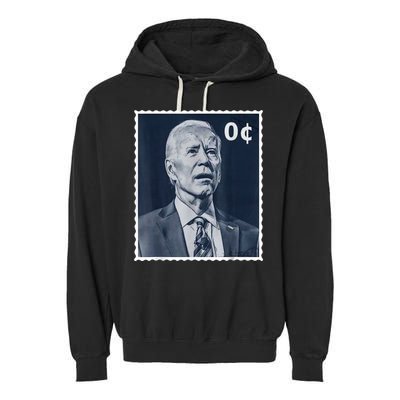 Biden Zero Cents Stamp 0 President Joe Biden Garment-Dyed Fleece Hoodie