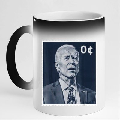 Biden Zero Cents Stamp 0 President Joe Biden 11oz Black Color Changing Mug