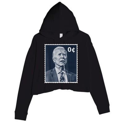 Biden Zero Cents Stamp 0 President Joe Biden Crop Fleece Hoodie