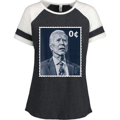 Biden Zero Cents Stamp 0 President Joe Biden Enza Ladies Jersey Colorblock Tee