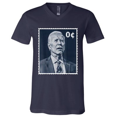 Biden Zero Cents Stamp 0 President Joe Biden V-Neck T-Shirt