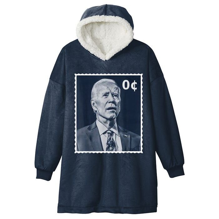 Biden Zero Cents Stamp 0 President Joe Biden Hooded Wearable Blanket