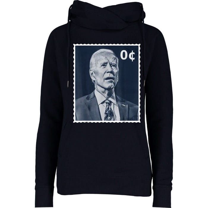 Biden Zero Cents Stamp 0 President Joe Biden Womens Funnel Neck Pullover Hood