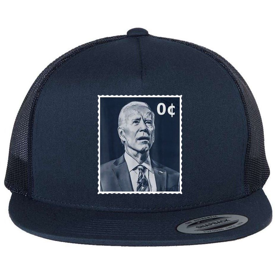 Biden Zero Cents Stamp 0 President Joe Biden Flat Bill Trucker Hat