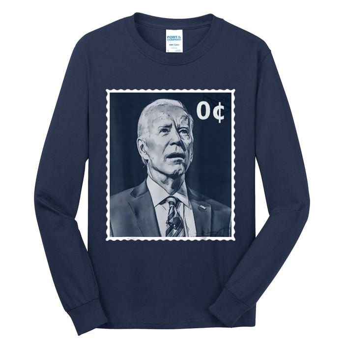 Biden Zero Cents Stamp 0 President Joe Biden Tall Long Sleeve T-Shirt