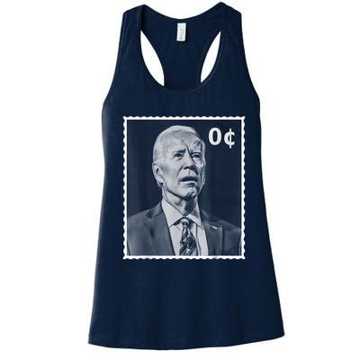 Biden Zero Cents Stamp 0 President Joe Biden Women's Racerback Tank