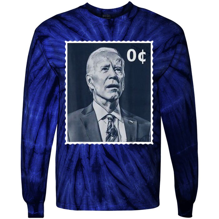 Biden Zero Cents Stamp 0 President Joe Biden Tie-Dye Long Sleeve Shirt