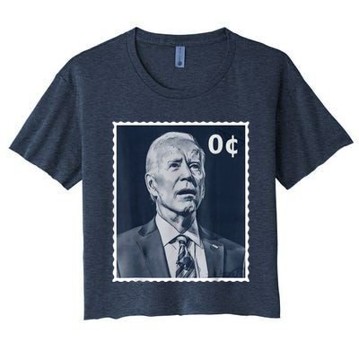 Biden Zero Cents Stamp 0 President Joe Biden Women's Crop Top Tee