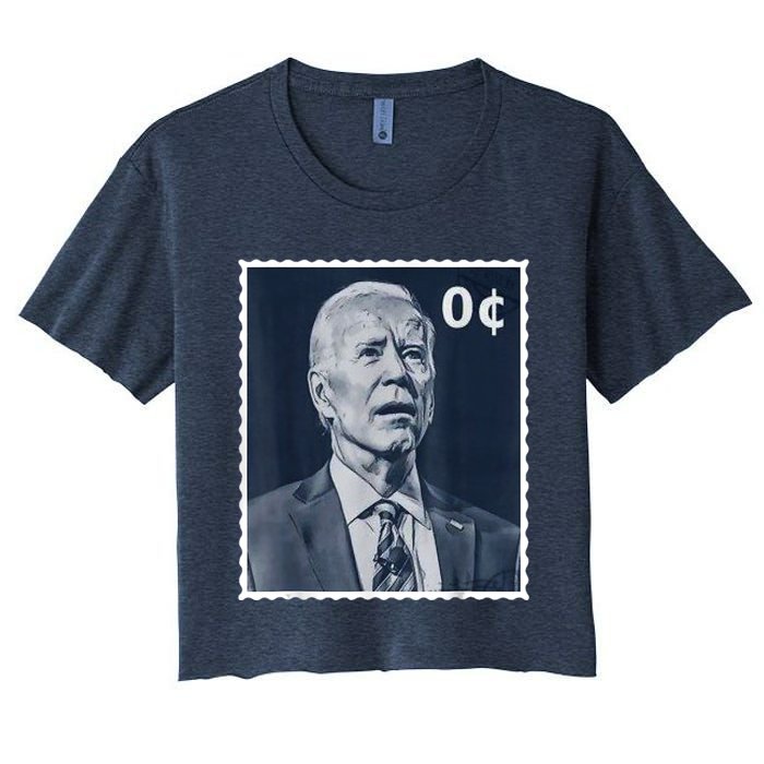 Biden Zero Cents Stamp 0 President Joe Biden Women's Crop Top Tee