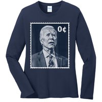 Biden Zero Cents Stamp 0 President Joe Biden Ladies Long Sleeve Shirt