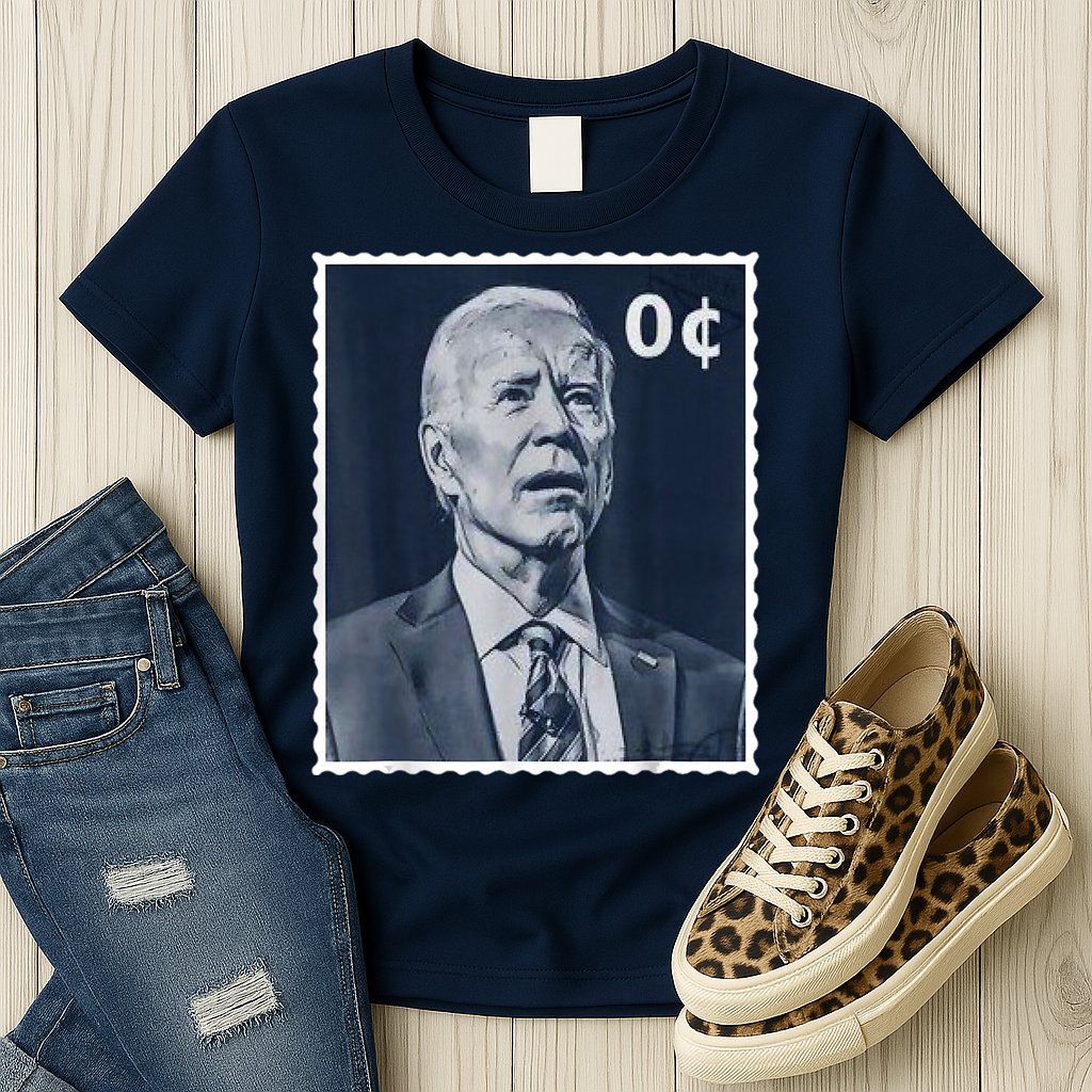 Biden Zero Cents Stamp 0 President Joe Biden Womens T-Shirt