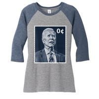 Biden Zero Cents Stamp 0 President Joe Biden Women's Tri-Blend 3/4-Sleeve Raglan Shirt