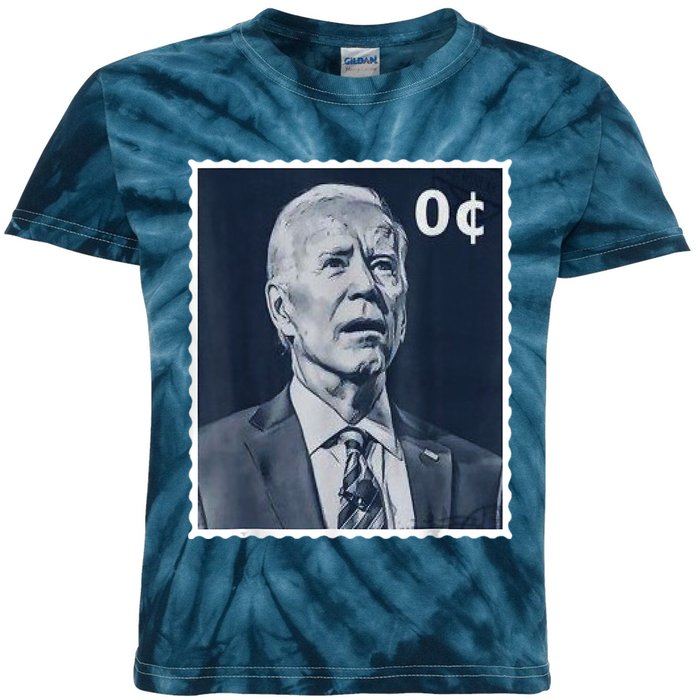 Biden Zero Cents Stamp 0 President Joe Biden Kids Tie-Dye T-Shirt