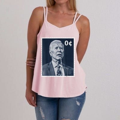 Biden Zero Cents Stamp 0 President Joe Biden Women's Strappy Tank