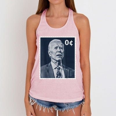 Biden Zero Cents Stamp 0 President Joe Biden Women's Knotted Racerback Tank