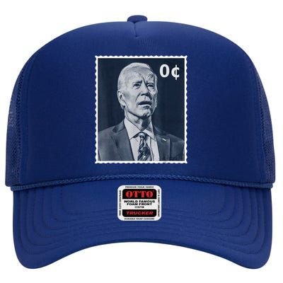 Biden Zero Cents Stamp 0 President Joe Biden High Crown Mesh Back Trucker Hat