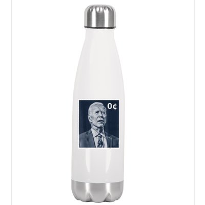 Biden Zero Cents Stamp 0 President Joe Biden Stainless Steel Insulated Water Bottle