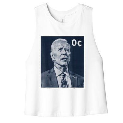 Biden Zero Cents Stamp 0 President Joe Biden Women's Racerback Cropped Tank