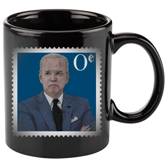 Biden Zero Cents Stamp Joe 0 Funny President 11oz C Handle Ceramic Mug