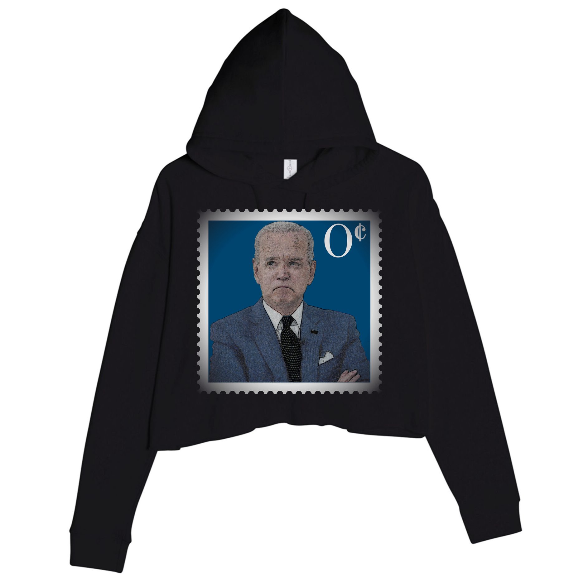 Biden Zero Cents Stamp Joe 0 Funny President Crop Fleece Hoodie