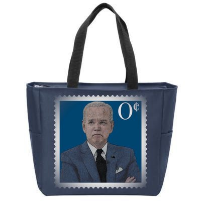 Biden Zero Cents Stamp Joe 0 Funny President Zip Tote Bag