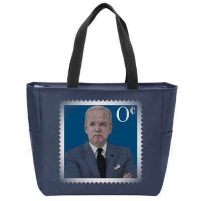 Biden Zero Cents Stamp Joe 0 Funny President Zip Tote Bag