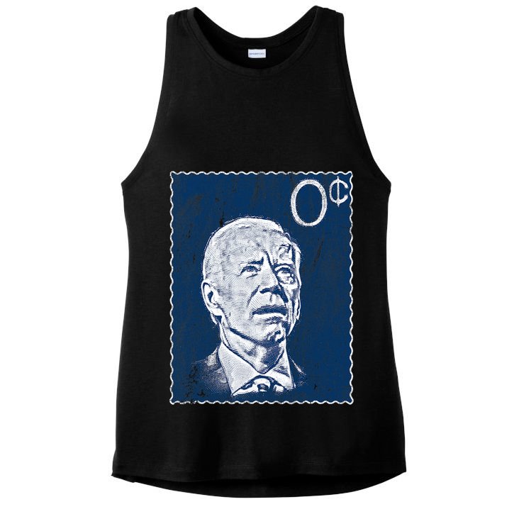 Biden Zero Cents Stamp 0 President Joe Ladies PosiCharge Tri-Blend Wicking Tank