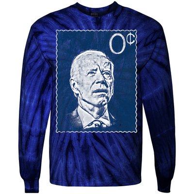 Biden Zero Cents Stamp 0 President Joe Tie-Dye Long Sleeve Shirt