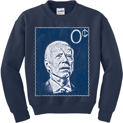 Biden Zero Cents Stamp 0 President Joe Kids Sweatshirt