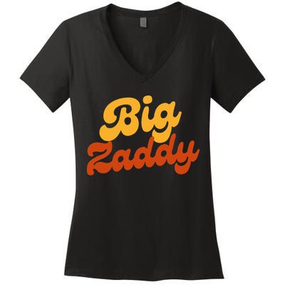 Big Zaddy Fathers Day Gift Present Retro style Women's V-Neck T-Shirt